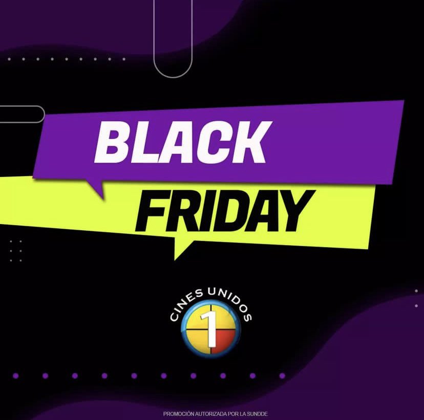 tusambilccs's tweet photo. #BigBlackFriday nuestros amigos de @CinesUnidos se unen este viernes con descuento del 50% en sus boletos, y precio especial de un #ComboFlash con vasos promocionales. Además las entradas son válidas para toda su cartelera.

¡No faltes! 😎🎉 https://t.co/TKSfn8qGH1