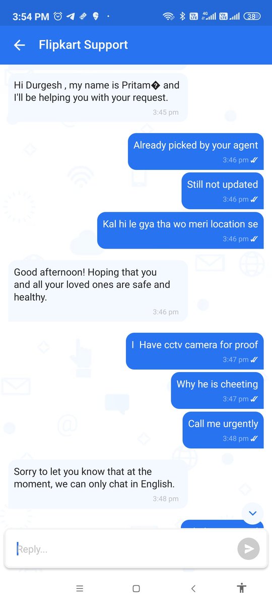 Durgesh6387's tweet photo. @Flipkart @flipkartsupport @PMOIndia @jagograhakjago अगर मैंने फ्लिपकार्ट से कोई सामान खरीदा है और मैं उसे वापस करना चाहता हूं या बदलना चाहता हूं तो मुझे पहले अंग्रेजी आनी चाहिए ! यह भारत है या अमेरिका या ब्रिटेन? https://t.co/8AIDkoxfDy