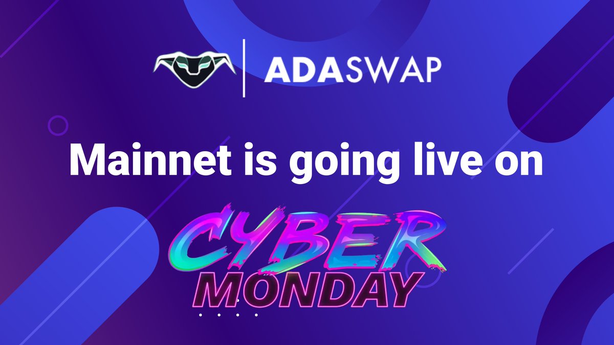 🔥 The #AdaSwapDEX is going live on #CyberMonday2022! 🔥

Get Ready, It's going to come with a lot of surprises 😉