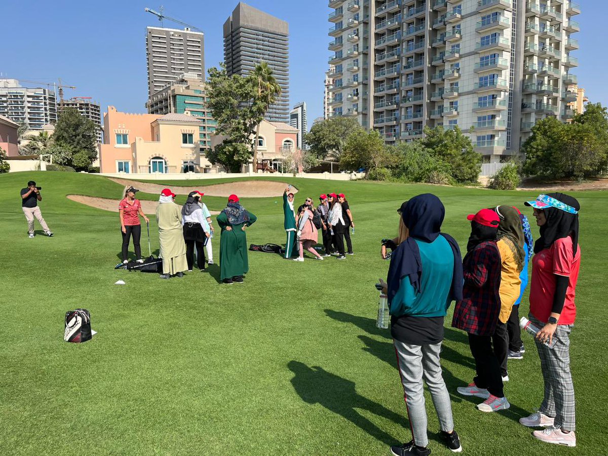 59clubM's tweet photo. Great to be on site with clients @theelsclubdubai yesterday experiencing one of their women’s @lovegolf_UK events in association with the Muslim Golf Association ⛳️

#SupportingClients #GolfManagement #UAEGolf #Dubai #UAE #GolfClub https://t.co/UScx2sbnX7