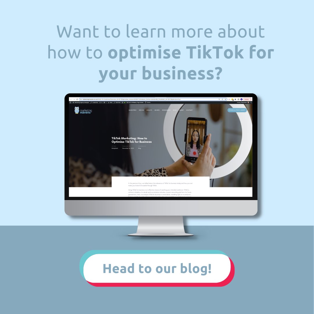 Want to find out how you can optimise TikTok for your business? 

Read our blog to find out: cstu.io/62f0d0 

#Blog #TikTokMarketing #MarketingAgency #TikTokForBusiness #TikTokStrategy