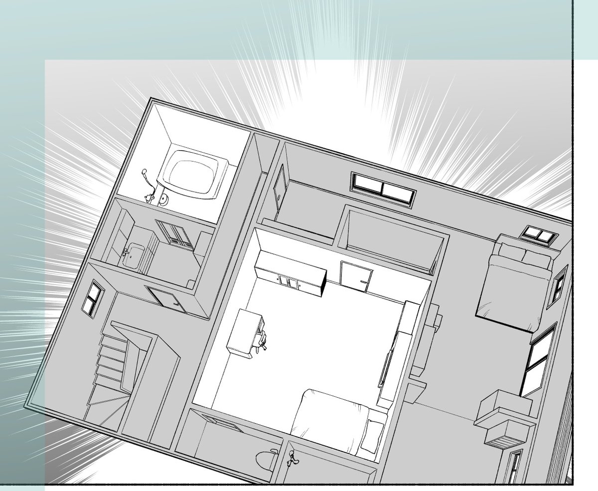 前に原作あるコンペでネーム描いた時は原作の間取り見ながらおうち作って位置関係とか部屋に破綻が無いように描いてた 