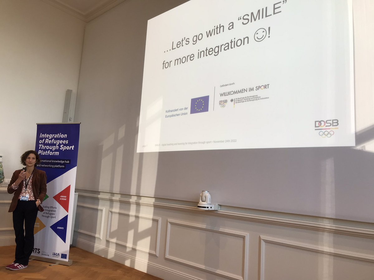 ISCA_tweet's tweet photo. Showcasing successful #IntegrationOfRefugeesThroughSport @EuSport projects at the final dissemination conference of the #IRTSNetwork - but our work continues! https://t.co/gRhokrU1UW https://t.co/2B6oVDxE3X