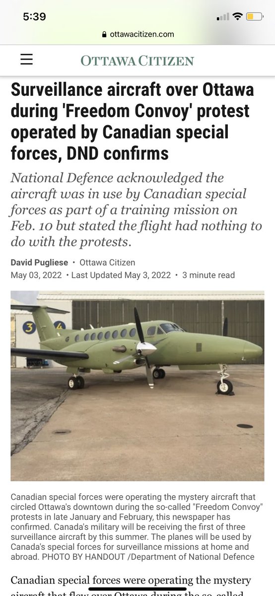 joe_warmington's tweet photo. Tanks, spy planes, propaganda and even considering disguising soldiers as Mounties to handle a peaceful protest. This is ⁦@JustinTrudeau⁩ ‘s Canada. But is it your Canada? https://t.co/8Surjgov3J