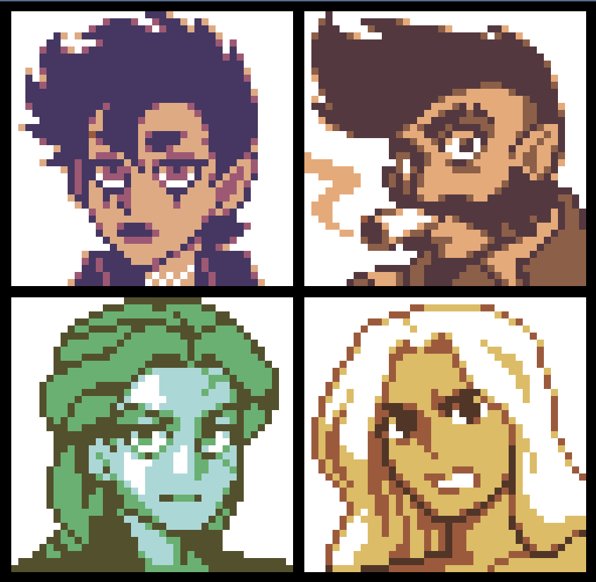 Game Boy Color style portraits I made for a #DnD game 