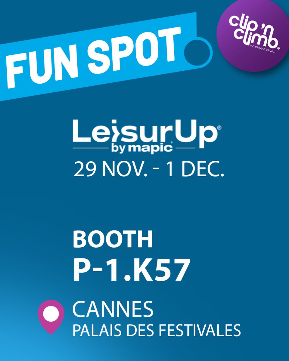 Save the date! <a href="/LeisurUp/">LeisurUp</a> by @mapicworld starts next tuesday, the 29th!  
We are the solution for building your dream parks, safety and great service.
Meet us at stand no P.1-K57!
loom.ly/KR_50Cw

#funspot #mapic2022 #leisurup #clipnclimb #sportainment #leisure