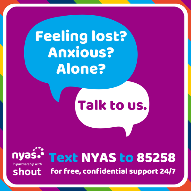NYASServices's tweet photo. Text NYAS to 85258 📱

Someone is ready to listen 😊

#shout #everychildmatters #mentalhealth #gettalking #timetotalk #cep #youthvoice #incare #careleavers #leavingcare #careexperienced #examtips #livingwithanxiety #mentalhealthawareness https://t.co/QNGpmPh08K
