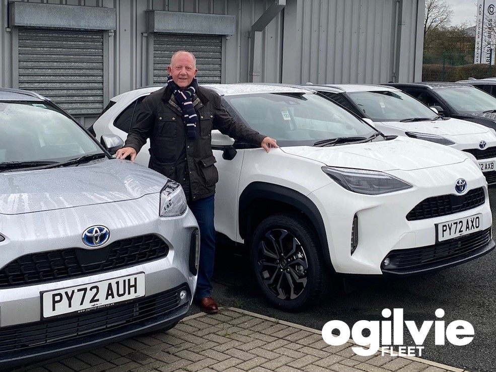 OgilvieFleet's tweet photo. Ogilvie Fleet are celebrating 10 years of working with the @mndassoc with the delivery of the latest batch of Toyota Yaris Cross Hybrids.

Pictured is Phil Day, of the charity which focuses on improving access to care, research and campaigning for people living with MND. https://t.co/wzuMcYaruU