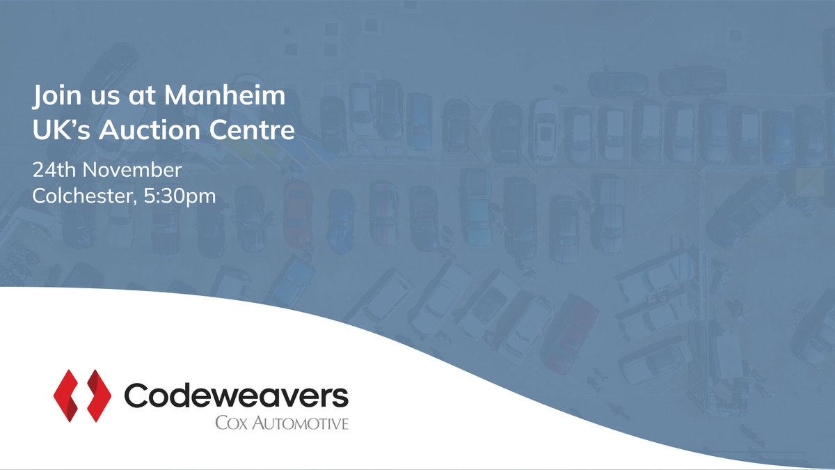 We'll be at Manheim UK’s #ChooseManheim Auction Centre at Colchester today from 5.30 pm for the last of November’s #ChooseChoice Showcases!

Come say hello to the team and learn more about how we’re helping reshape the automotive industry 👋

#auction #automotive