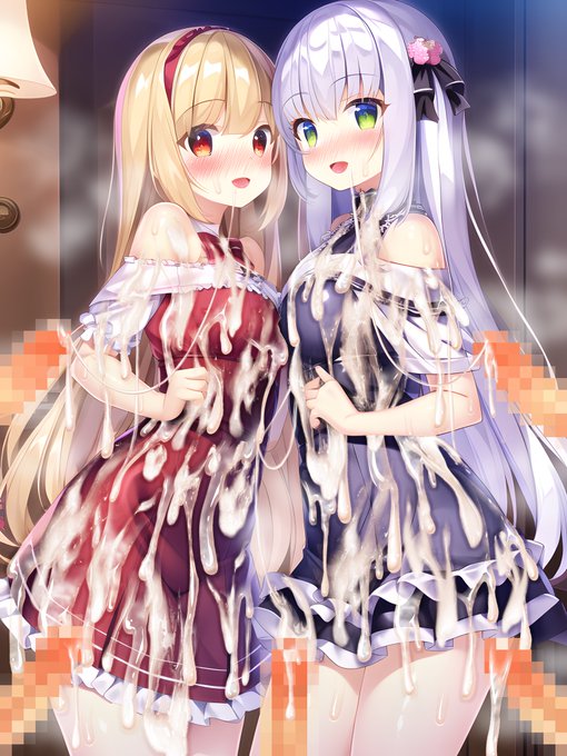 パーティドレスの女の子たちにぶっかけ無洗浄 