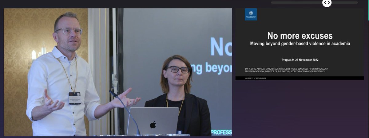 MyYellowWindow's tweet photo. The keynote speech "No more excuses" by @stridium &amp; Dr. Fredrik Bondestam was concluded highlighting we have 50 years of research on #GBV, data on prevalence in place, life stories and lifelong impact of #GBV that there are no excuses to stay silent or even tolerant #GBV2022 🇨🇿🇪🇺 https://t.co/gQeBczPci6