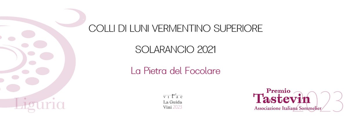 Il tastevin #aisitalia di #vitae2023 della Liguria <a href="/ais_liguria/">Ais Liguria</a> va al Colli di Luni Vermentino Superiore Solarancio 2021 di La Pietra del Focolare.