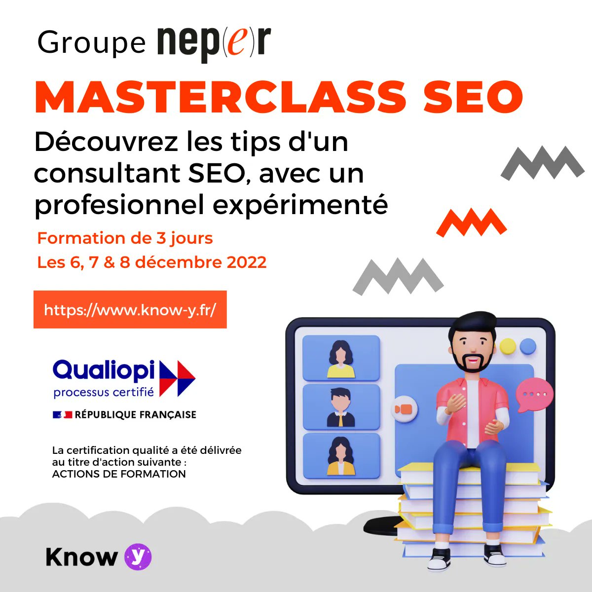 KnowY_fr's tweet photo. #Formation #Masterclass #SEO

🎖️ La Masterclass #SEO par Know Y, c'est une formation de qualité, certifié Qualiopi, sur les dernières techniques de référencement animée par l'expert SEO Philippe YONNET.

📅 Les 06, 07 et 08 décembre 2022 
⚠️ https://t.co/xAjHsdLhyu https://t.co/odhBxnpyFP