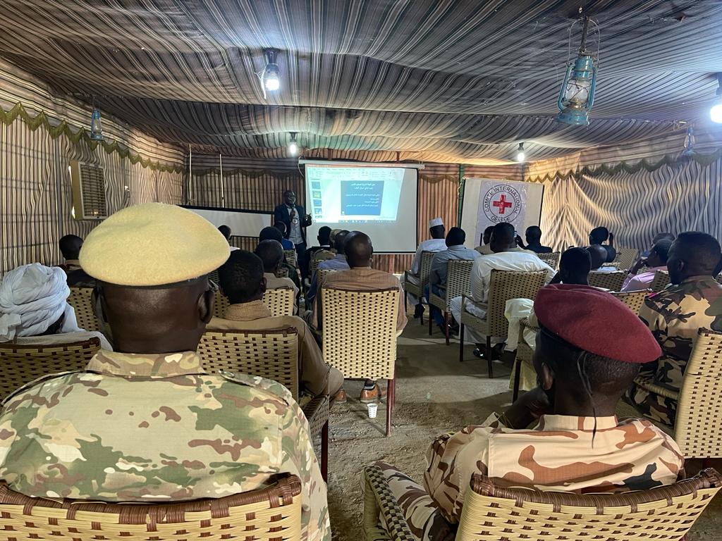 ICRC_Sudan's tweet photo. International humanitarian law (IHL) is a set of rules which seek – for humanitarian reasons – to limit the effects of armed conflict. In the city of "El Fasher", North Darfur, 50 arm carriers of the Joint Security Keeping Forces attended “Training of Trainers” sessions on IHL. https://t.co/IbmOgKRdMN