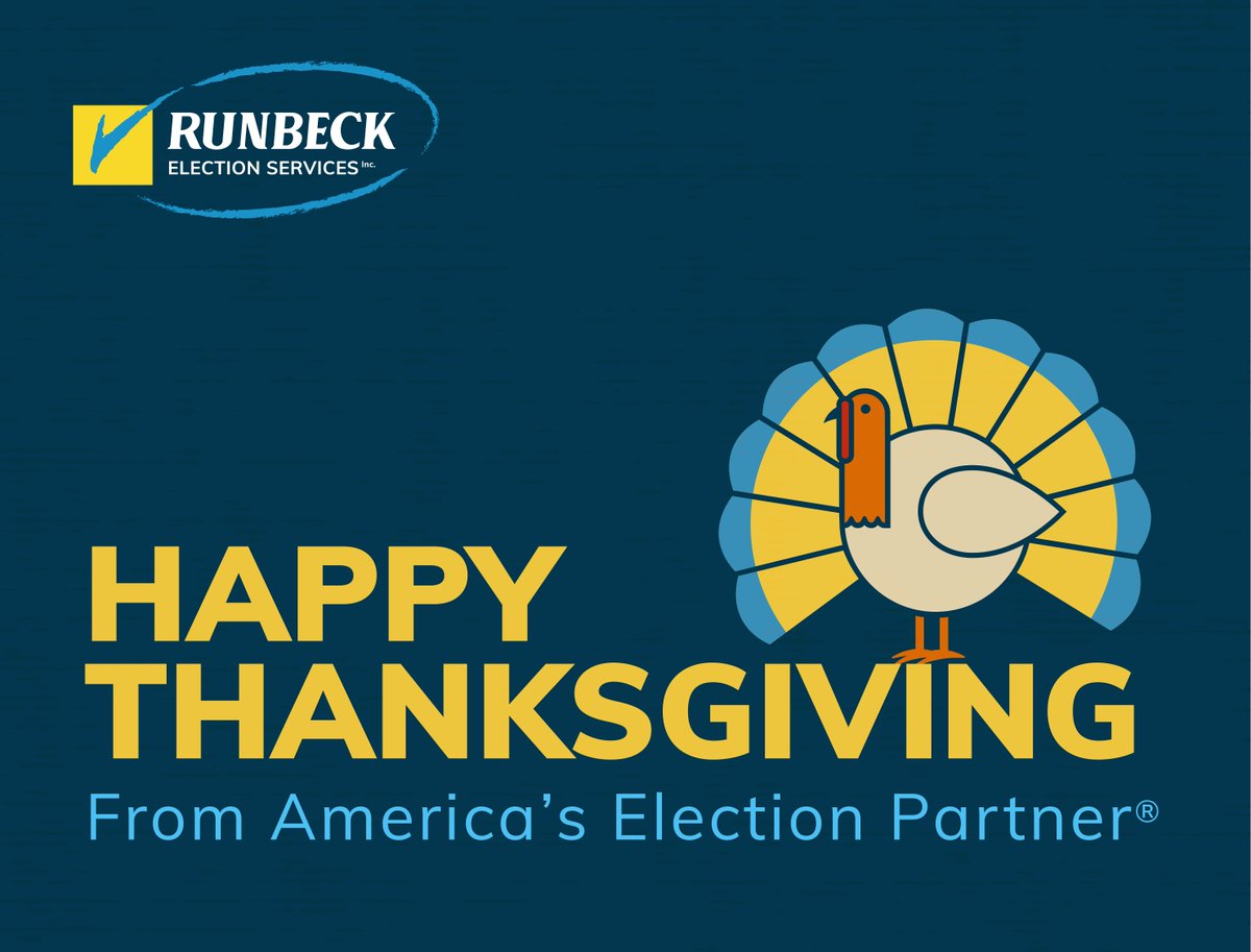 RunbeckElection's tweet photo. Take time to seek out what you're #grateful for today. We're grateful for the remarkable #ElectionHeroes around the country and amongst our own team who made this year's election(s) happen 👏. #HappyThanksgiving from the Runbeck Election Services family to yours. 
#TurkeyDay https://t.co/lVkhDsKcTn