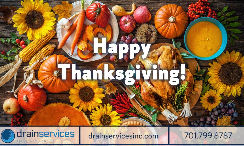 DrainServices2's tweet photo. Wishing you and your family a Happy Thanksgiving!

#DrainServicesInc #Trenchless #SewerSurgeons #NoDig #FargoMoorhead #SewerRepair #SewerInspection #Thanksgiving https://t.co/n4DFa3xjrt
