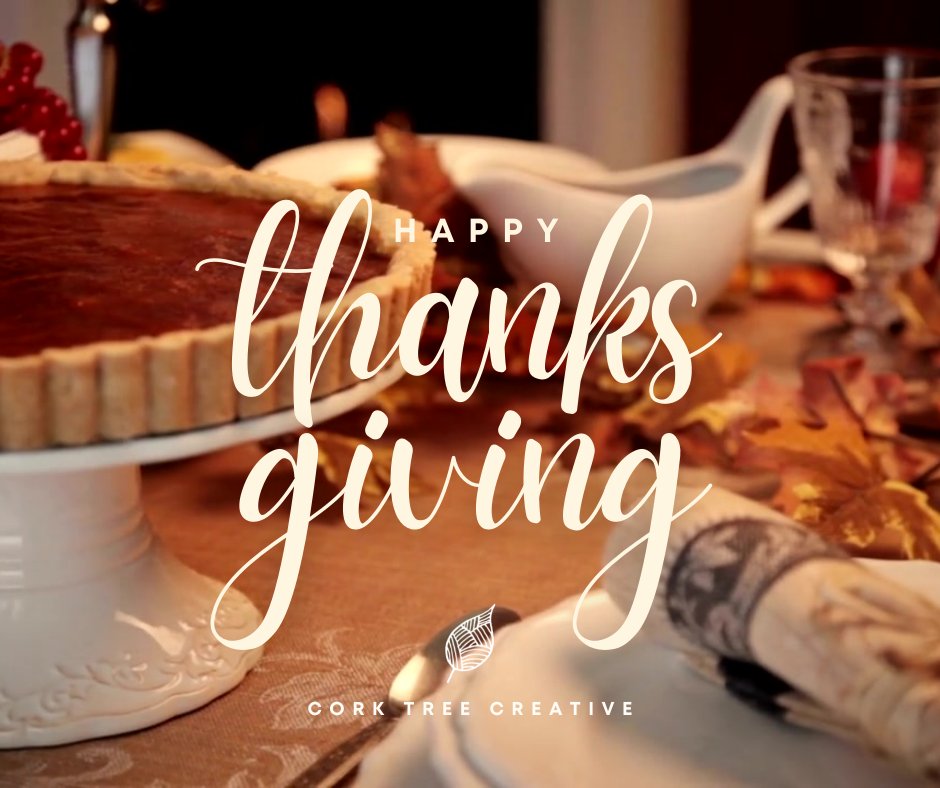 CorkTreeCreativ's tweet image. Our gratitude never takes a holiday. We are so thankful for our clients, our team and community. Happy Thanksgiving to you and yours! 🧡