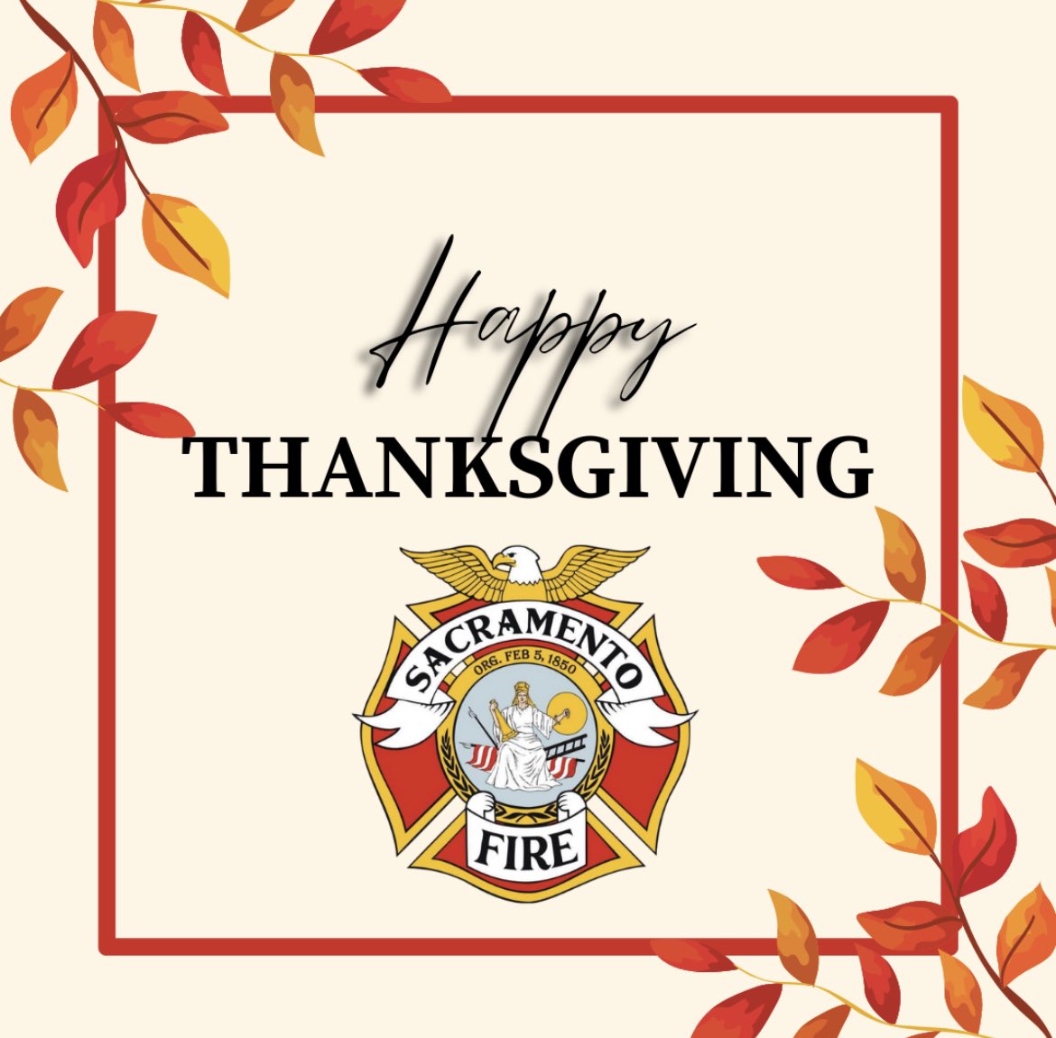 SacFirePIO's tweet photo. From our family to yours, happy thanksgiving!🚒🍁 https://t.co/pvUIh4AZcM