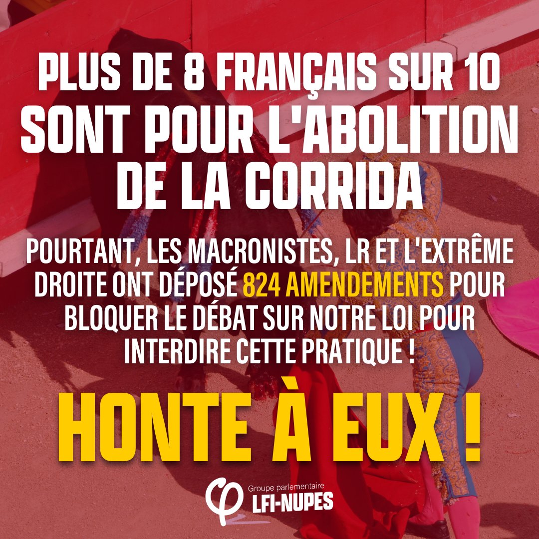 ' Un petit pas pour l'animal, un grand pas pour l'humanité ' 

Pourtant ...

#LoisFi2022 
#nupes 
#24novembreCorrida 
#StopCorrida 
#CorridaBASTA