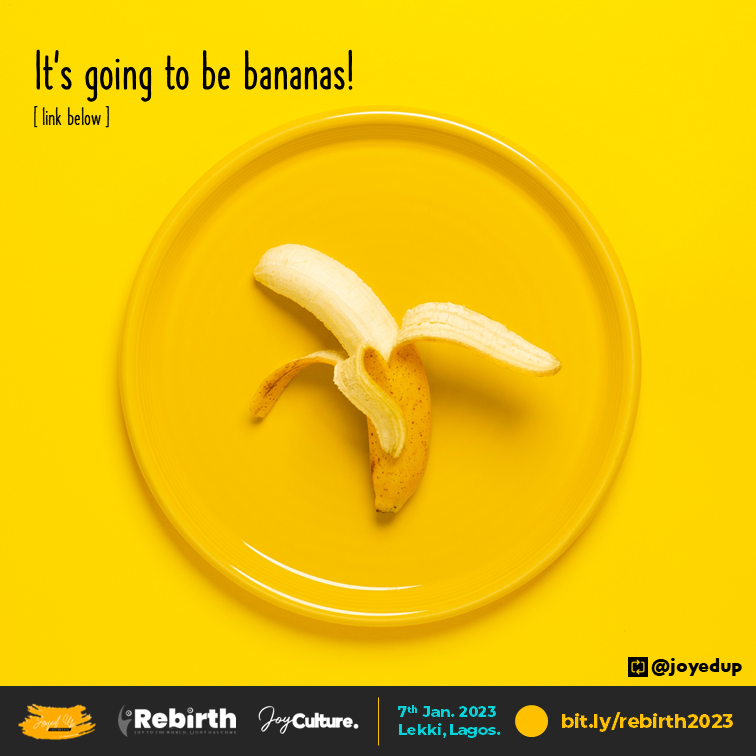 stayjoyedup's tweet photo. It's going to be bananas!
An experience designed to spark up LOVE,
rekindle HOPE and have Participants blaze with JOY!
Have you registered already?
#Jan7th
#Joyedupconference2023
#Joyculture
#Joyedup
#FIFAWorldCup https://t.co/ZtYVguxiI6