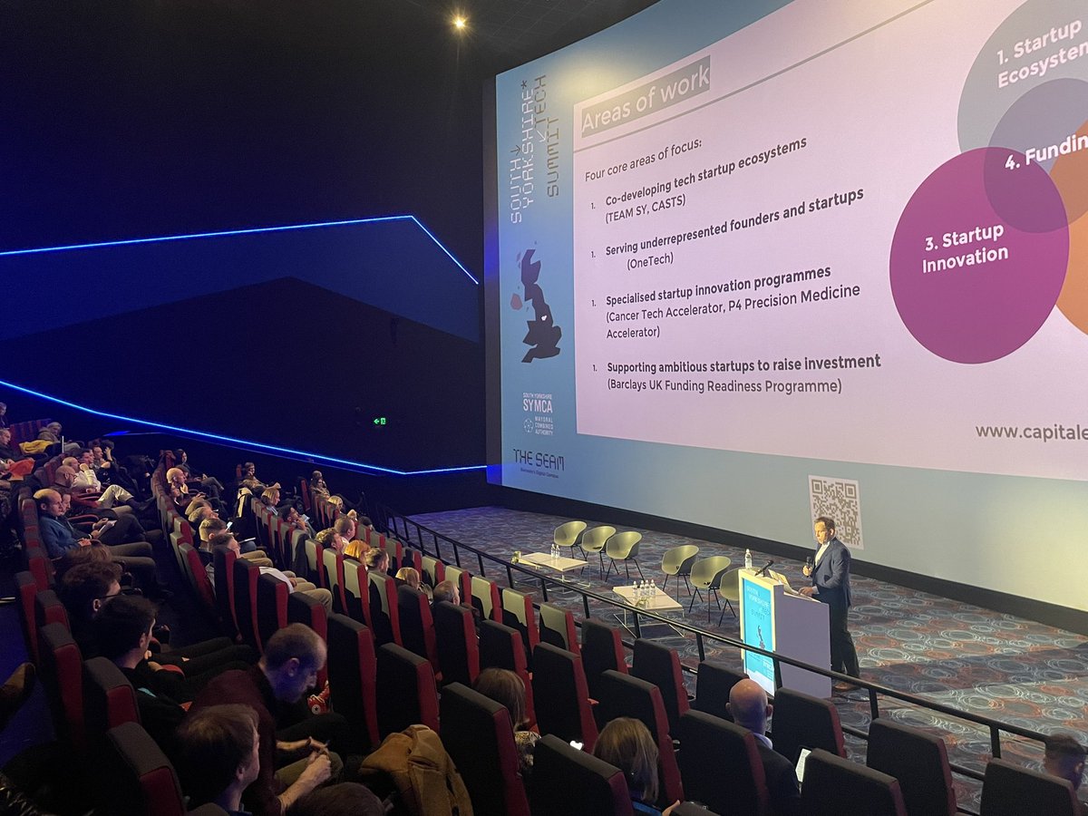 TheSeamCampus's tweet photo. We have Darren Balcome of @WeAreTEAMSY here launching: The South Yorkshire Tech 100!
“It’s never been a better time to start a tech company here! We have promising tech clusters emerging, brining more investment opportunities to us”! #SYTechSummit https://t.co/2J3FQ4w3uV