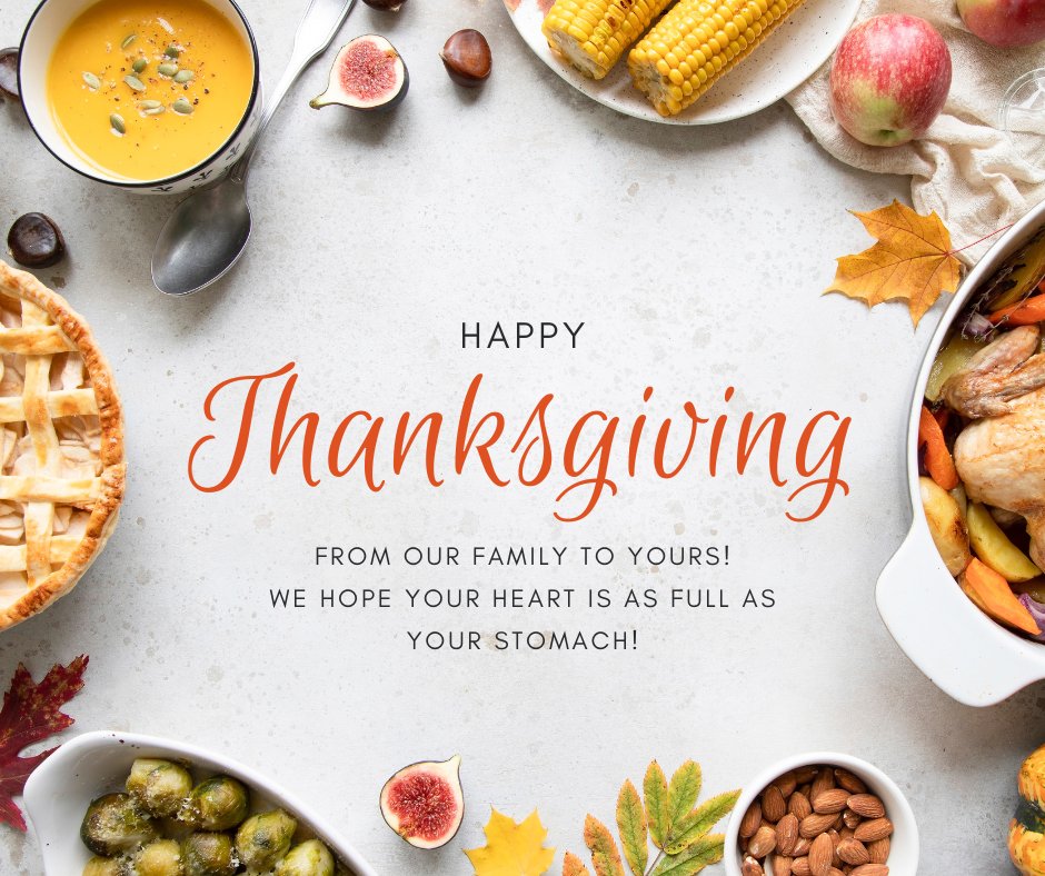 We hope you are enjoying this special time with your friends and family and we can't wait to see you all back next week! ❤️💛  🦃 💛 ❤️