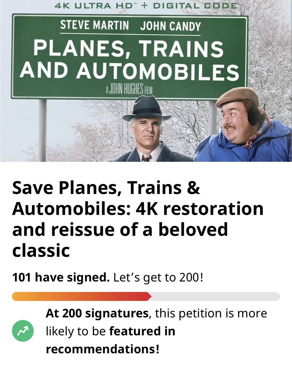 passionforfilm2's tweet photo. 101 and counting!! Thank you to everyone who signed so far! Let’s keep going!!
https://t.co/qcvRnaQHT4
Big thanks to @HighDefDiscNews to getting us started.
RT to all who love #movies #Thanksgiving2022 #4uhd #FilmTwitter #comedy https://t.co/S3Jg9E3NOW