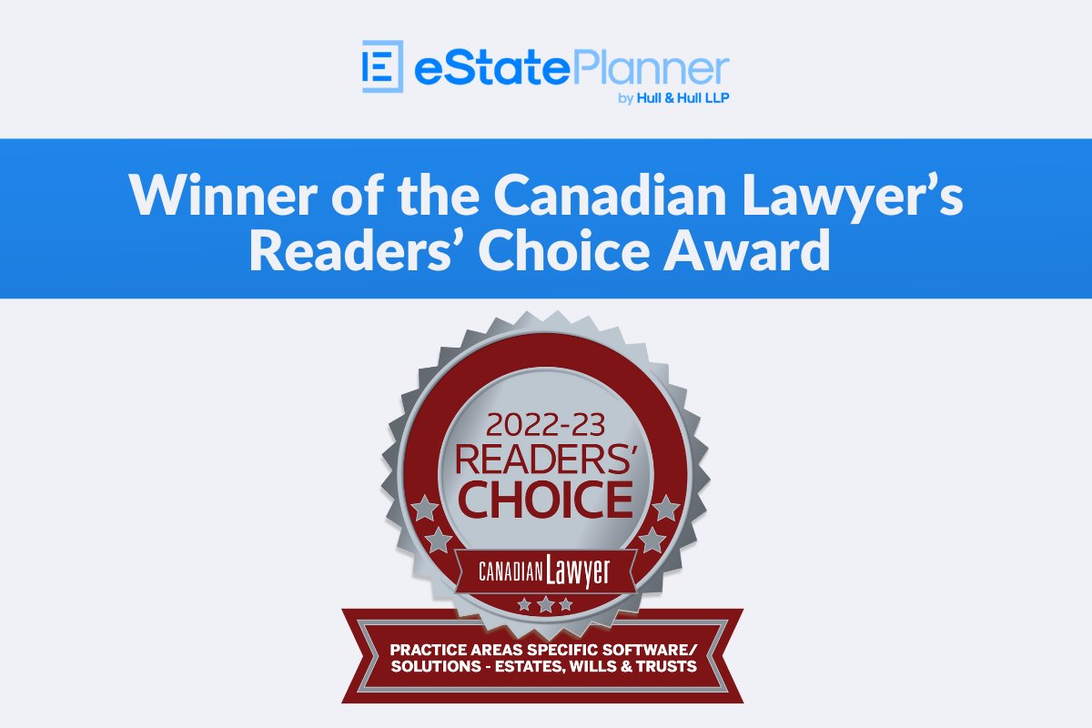 e_stateplanner's tweet photo. So grateful to win the Canadian Lawyer’s Readers’ Choice Award! Shows us that we're truly helping #estatelawyers & their clients. Thank you from our team! @CanLawMag
#estateplanning #willls #estatelaw #legaltech https://t.co/69sZgWPLbb