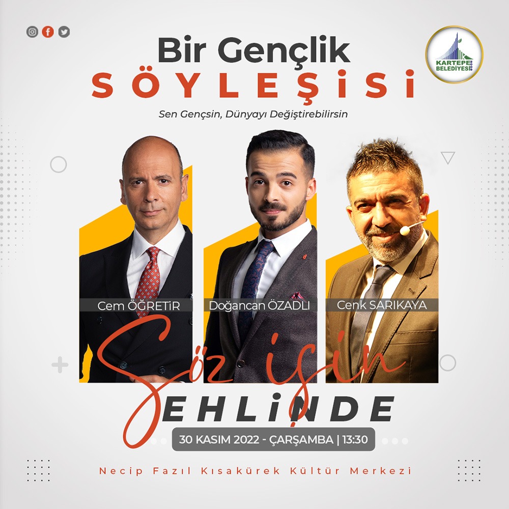 Keyifli bir söyleşi için Kartepe'ye geliyoruz. 30 Kasım'da görüşmek üzere.. @dgncn @cemogretir @avmkocaman