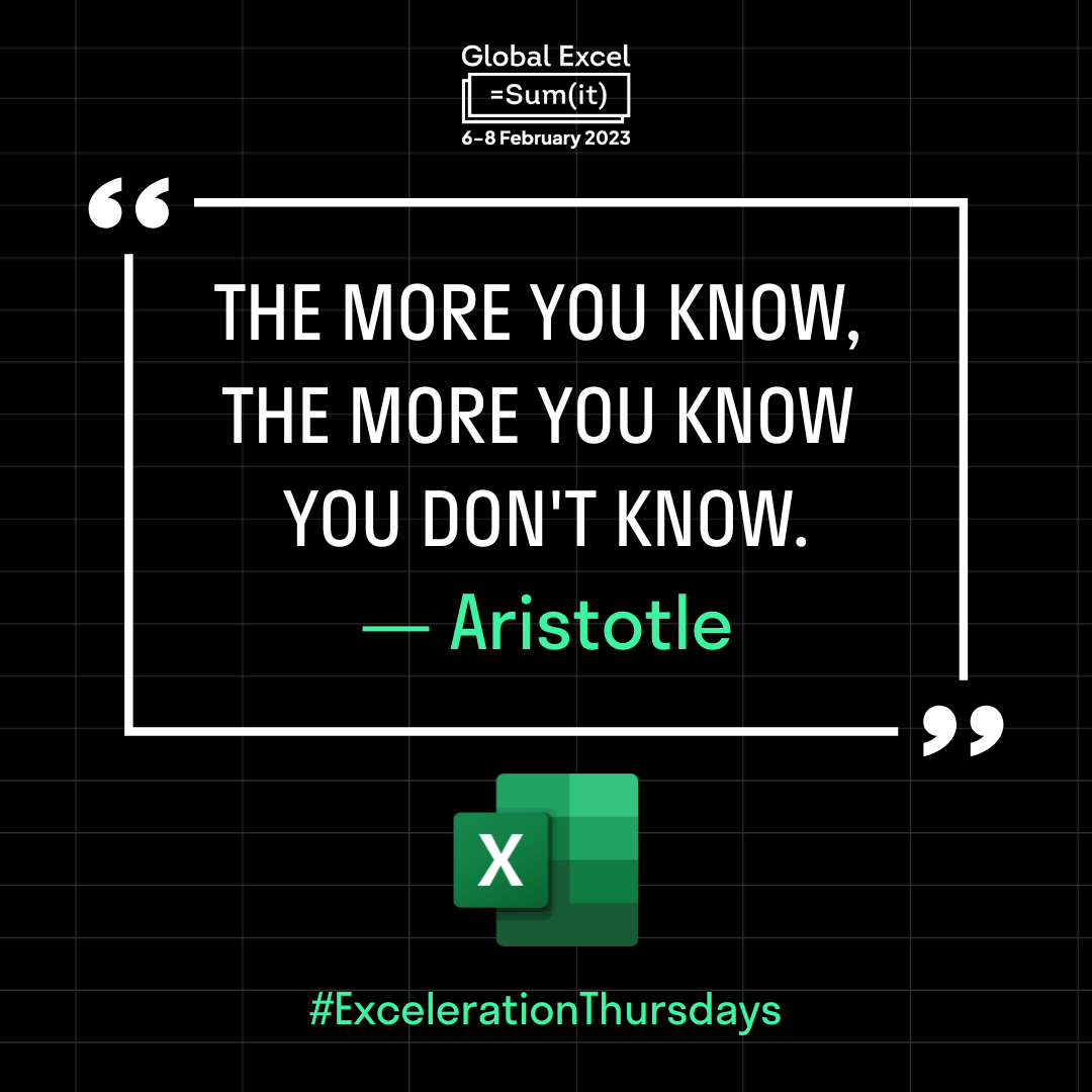 ExcelSummit's tweet photo. What is a beginner, intermediate, and advanced Excel user?

It's been a hotly disputed subject over the years due to the sheer subjectivity of the question. https://t.co/Jz4cBNADoJ