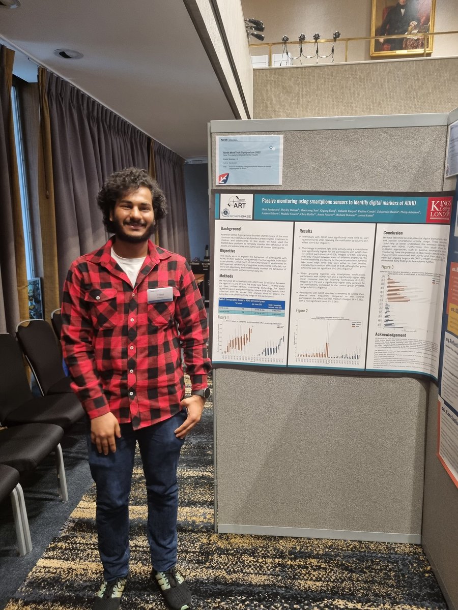 ADHD_RemoteTech's tweet photo. ART team member Heet sharing ART pilot analyses using smartphone sensors to identify digital markers of #ADHD at #MindTech2022 today! π±π±π± https://t.co/8NMEXFQMsk