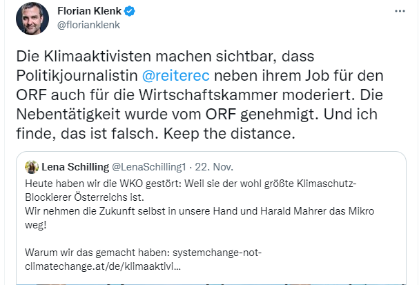 FHMaverick's tweet photo. @falter_at @Arbeiterkammer @barbaratoth @ardenthistorian Ist das eh mit dem Chef abgestimmt? :) Dass Journalisten Kammer-Veranstaltungen moderieren, mag er offenbar nicht 👇

#KeepTheDistance https://t.co/ozCegsqQY9