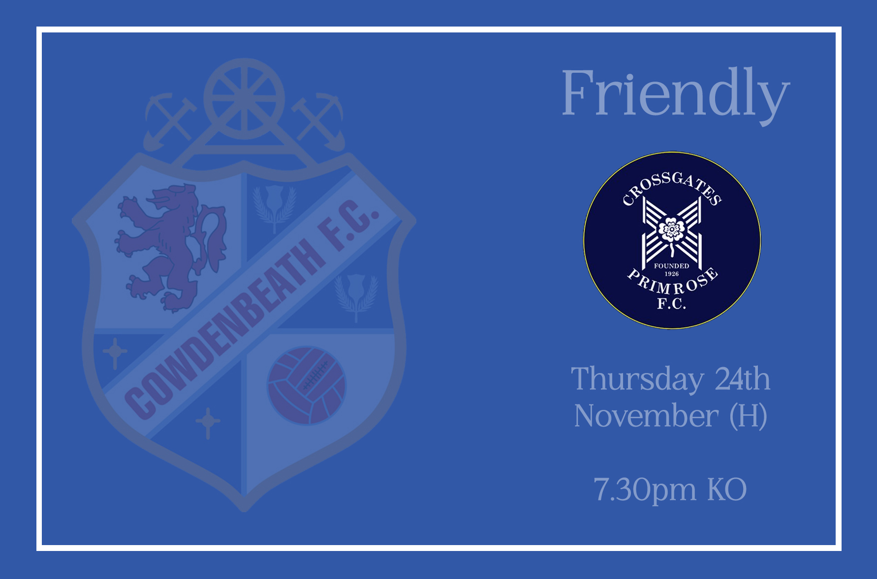 Cowdenbeath FC on Twitter "⚽ GAME DAY ⚽ 🆚 Primrose1926 🏆 Bounce Game