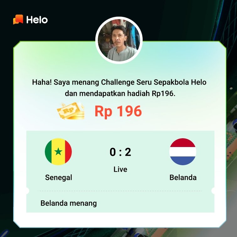 riyanservis's tweet photo. Haha! Saya menang Challenge Seru Sepakbola Helo dan mendapatkan hadiah Rp196.
https://t.co/leZO40xnoZ https://t.co/CKDJCr1Qmm