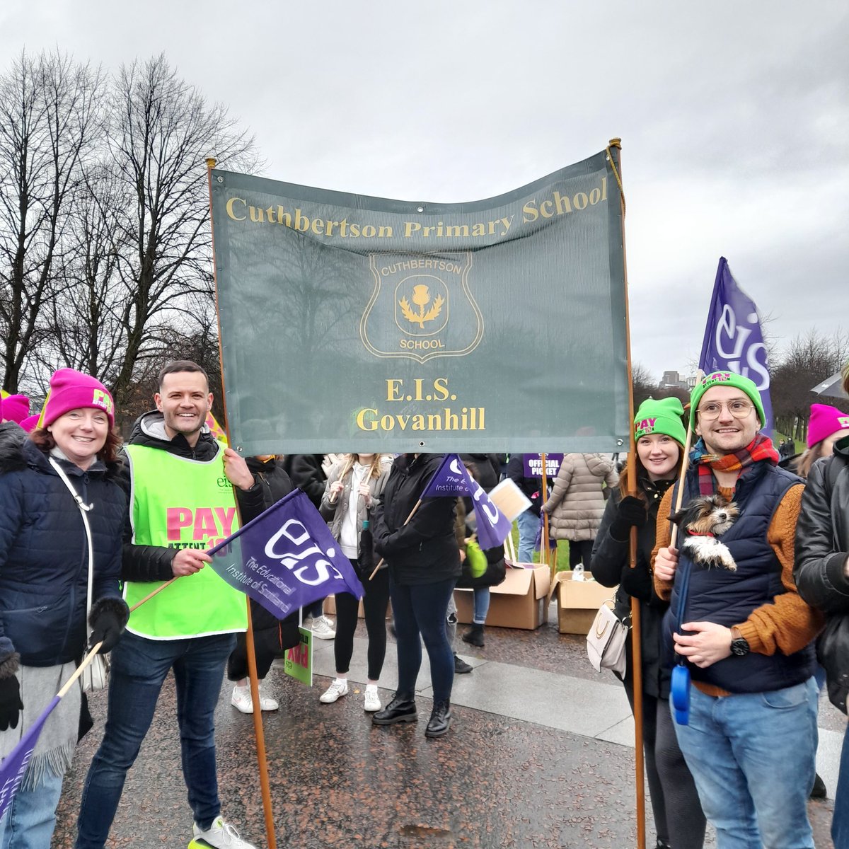 EISGlasgow's tweet photo. Cuthbertson Primary Teachers have arrived at Glasgow Green for the @EISUnion #PayAttention rally ✊️ https://t.co/kgfFkufY3w
