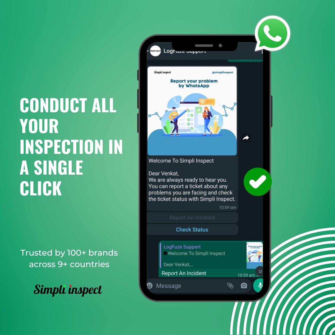 simpliinspect's tweet photo. Conduct all your #inspection in a single click

#whatsappbusiness #whatsappinspection #simpliinspect https://t.co/6Cgl8Xzchf
