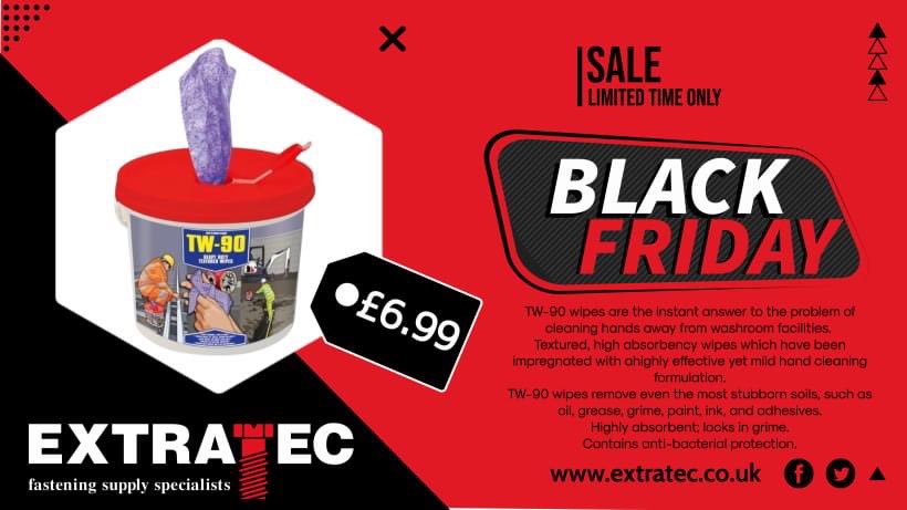 Extratec3's tweet photo. 💰 BLACK FRIDAY SALE 💰

𝐓𝐖𝟗𝟎 𝐓𝐄𝐗𝐓𝐔𝐑𝐄𝐃 𝐖𝐈𝐏𝐄𝐒 𝟏𝟎𝟎

Not long until Black Friday ... buy today or prepare to miss out on this amazing deal!! 

📌  https://t.co/7iFUgM62qH https://t.co/bB6oU6hZRc