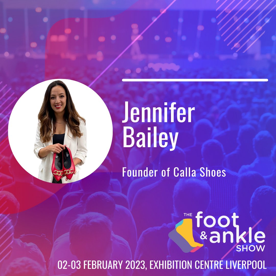 FootAnkleShow's tweet photo. We're delighted to announce the Founder of Calla Shoes, Jennifer Bailey will be speaking at The Foot & Ankle Show 2023.
Get your tickets - https://t.co/l441eHEnWe
#fashow #conference #lowerlimb #footandanklehealth
#callashoesuk #footcare https://t.co/ftcGalvwpi