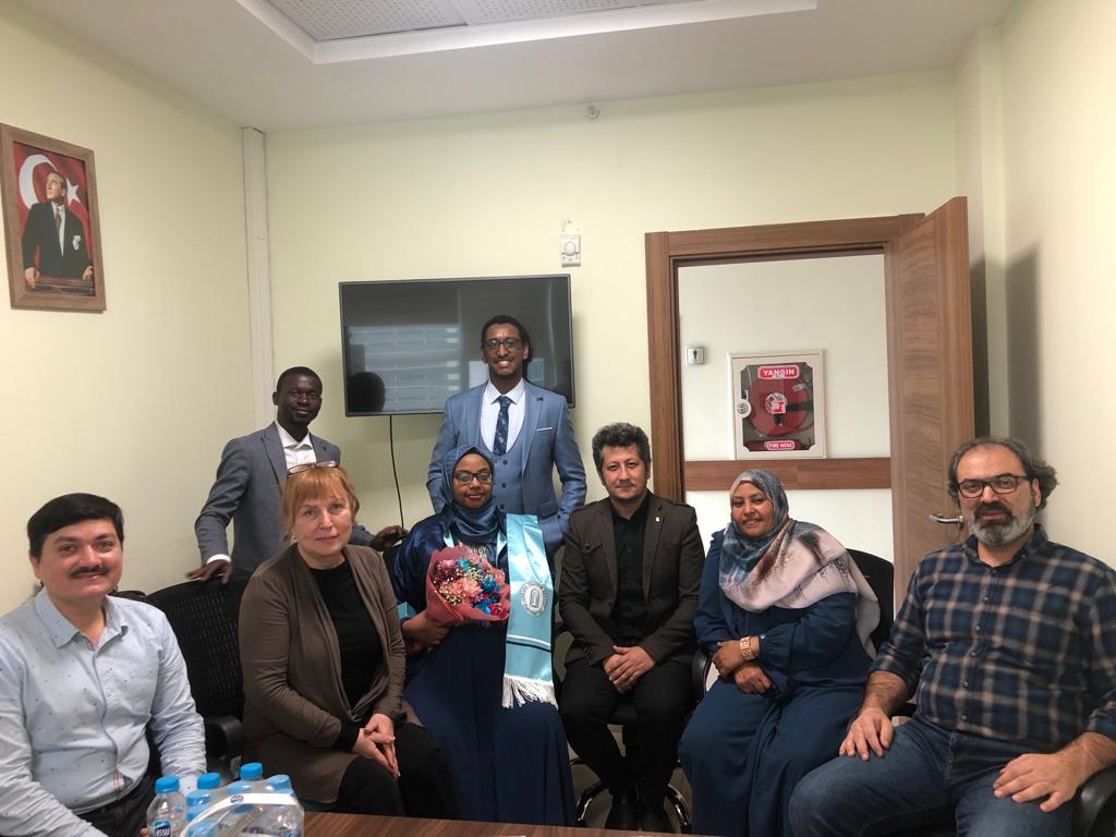 AybuGlobal's tweet photo. We would like to congratulate Elham Murat @ElhamMurad7 from Ethopia for the successful defence of her Masters thesis on 21 Nov, 2022. Her supervisor is Prof. Dr. Salih Mollahaliloğlu. Internal examiner Dr.Nimetcan Mehmet @NimetcanM and external examiner Mağrifet ABDULVELİ BOZLAR https://t.co/t5n7q7Z3YL