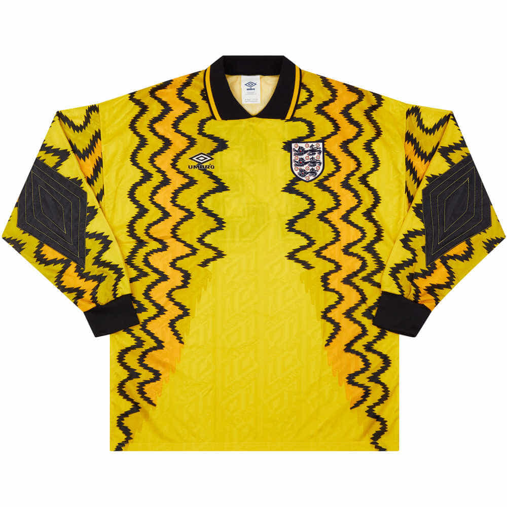 VeseyUK's tweet photo. Vesey GK redesign: An England classic revamped.

Comment below your guesses on what retro goalkeeper kit we are redesigning next.

NOT AFFILIATED, NOT FOR SALE, DESIGN PURPOSES ONLY

Check out the original shirt at: https://t.co/9BWv4rv3KQ
#football #worldcup2022 
 #goalkeeperkit https://t.co/K6GoIPq8aK