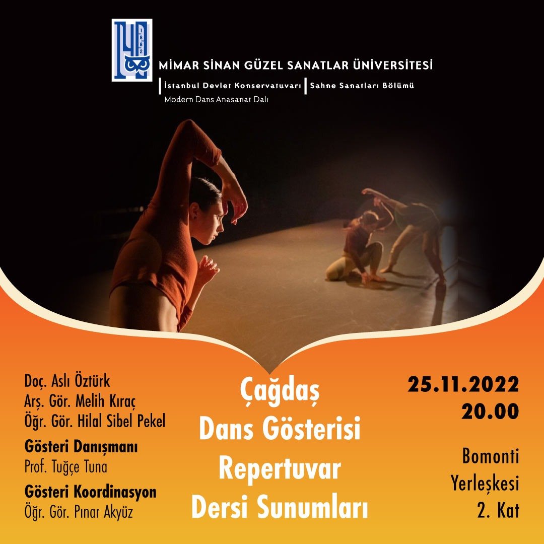 msgsuniversite's tweet photo. Modern Dans Anasanat Dalı tarafından düzenlenen Çağdaş Dans Gösterisi - Repertuvar Dersi Sunumları 25 Kasım'da. 🦉💃🕺

📍 Bomonti Yerleşkesi 2. Kat

⏰ 20.00

#msgsü https://t.co/O1ALaF2nIF