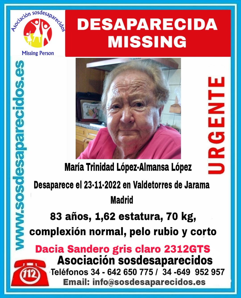 🆘 DESAPARECIDA
#Desaparecidos #sosdesaparecidos #Missing #España    #ValdetorresdeJarama #Madrid