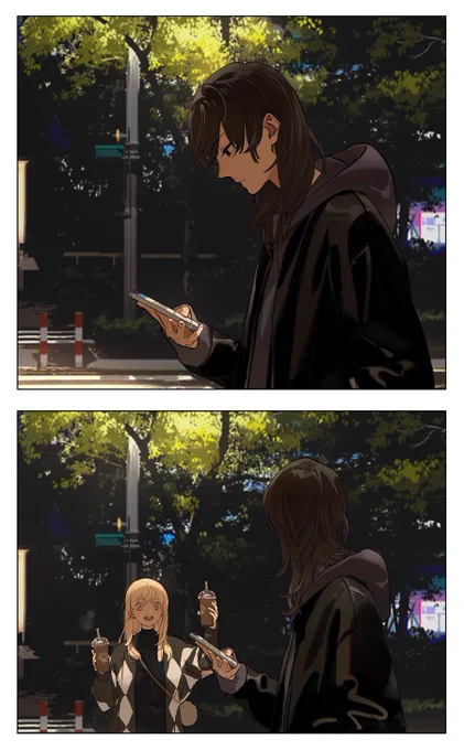 Hot milk tea and the wind by the river 