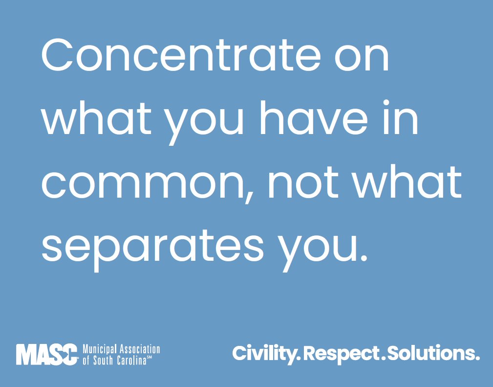MuniAssnSC's tweet photo. In local government, we are all residents of the same area and have more in common than we think.
https://t.co/ZfHlHS4eFK #CivilitySC https://t.co/gR1QNagkbf