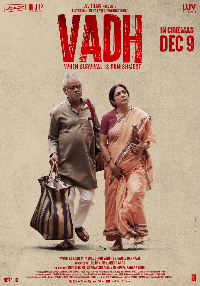 Yash Raj Films to release #Vadh worldwide on 9th December 2022. #YRFInternational | @LuvFilms