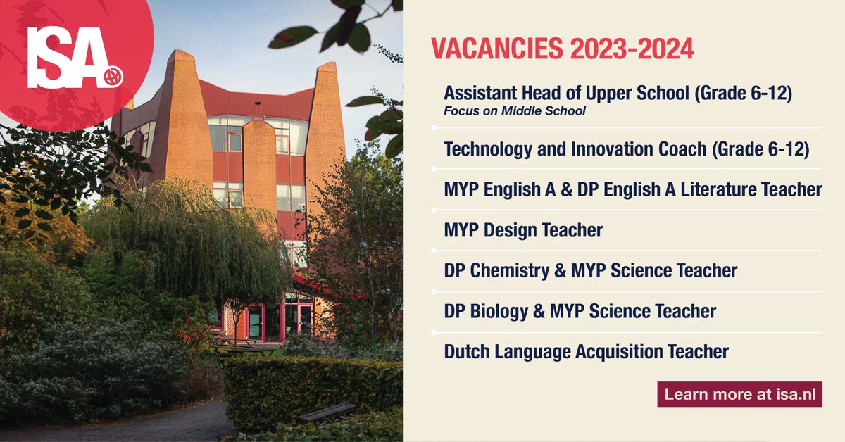 IntlSchAmst's tweet photo. We are joining 55 schools from around the world at the GRC Recruitment Fair in Bangkok on 3-4 December, 2022. We will be recruiting for the positions below. See you there!
#GRCfair #InternationalEducation #EducationJobs #Recruitment
https://t.co/ICMTEDDn5Z https://t.co/vdHFYoKeZB