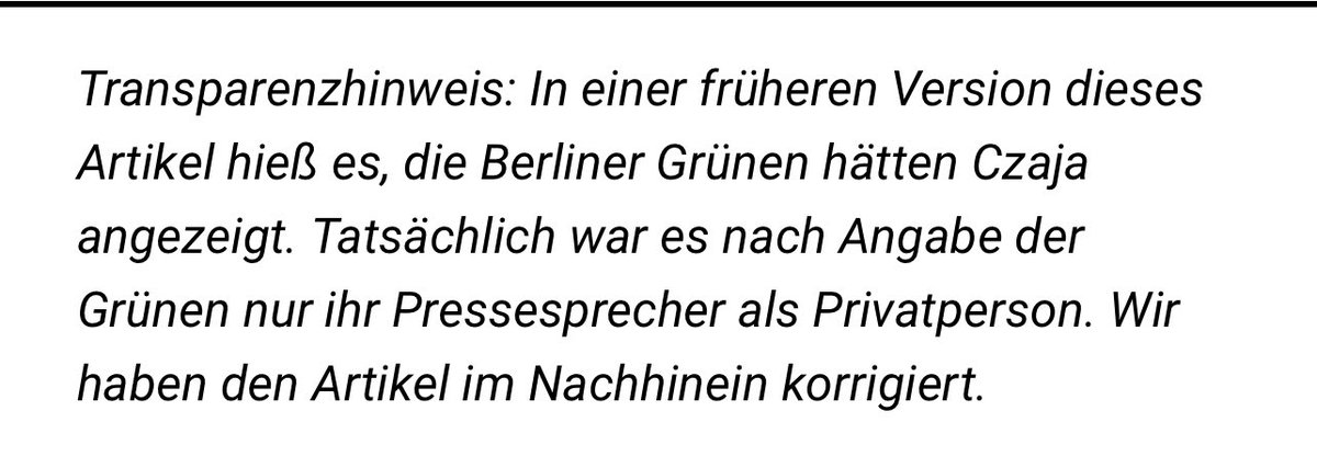 Der Sprecher der Grünen Berlin zeigt politische Konkurrenten während seiner Arbeitszeit (14:54 Uhr?!) bei der Polizei an und die Partei muss sich bei der Berliner Zeitung davon distanzieren. Macht weiter so 🤝