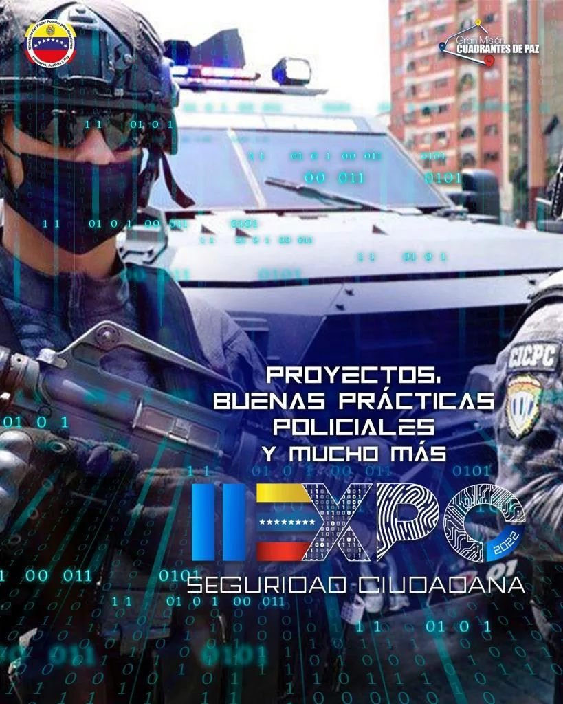 acervompprijp's tweet photo. #Entérate 🗣️ || Próximamente, conocerás los avances que el Gobierno Bolivariano posee para la consolidación de la paz en la 2da Edición de la #ExpoSeguridadCiudadana2022.

Del 2 al 4 de diciembre, en los espacios del Parque Simón Bolívar en La Carlota.

*¡Te esperamos!* https://t.co/wpWsECM9pE