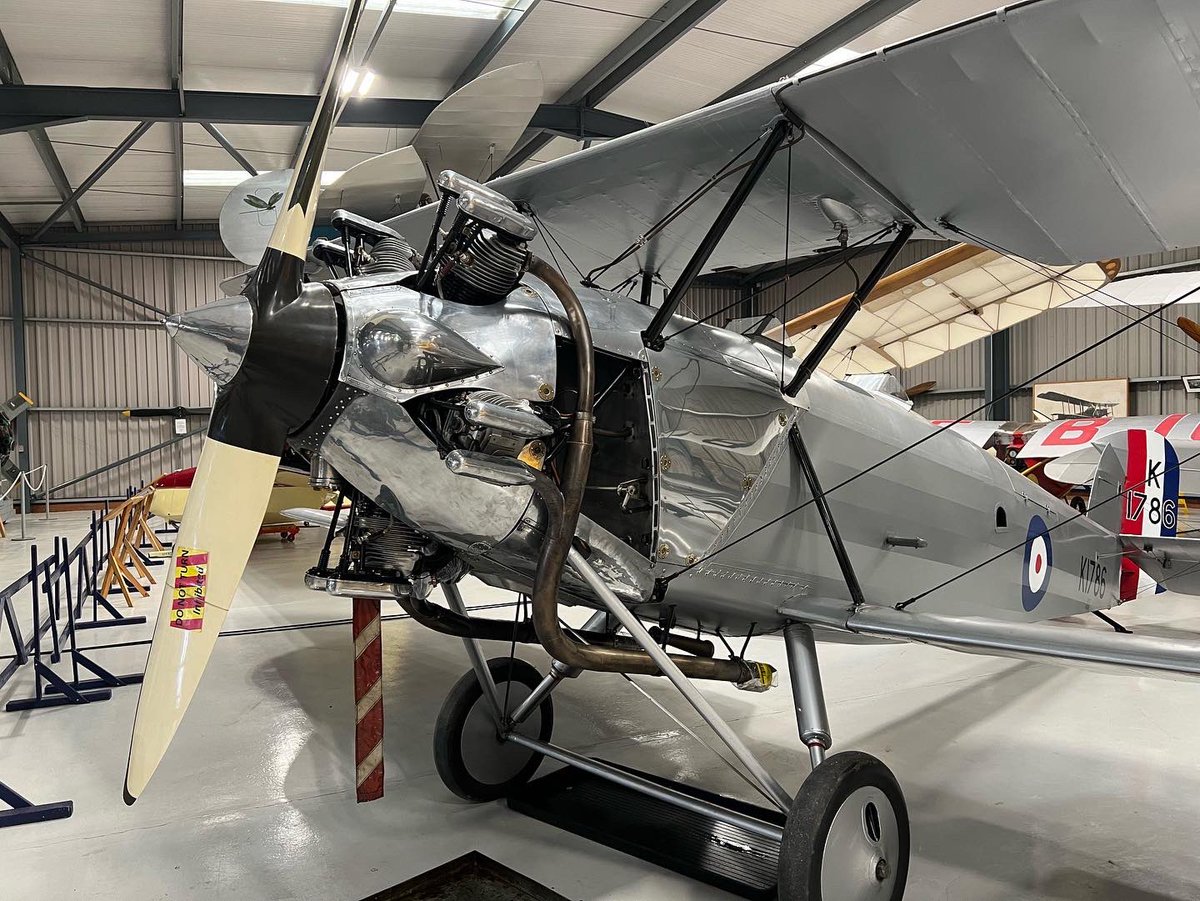 Things you just love to see: the Hawker Tomtit, complete with Mongoose at the pointy end, back in the hangars on display.