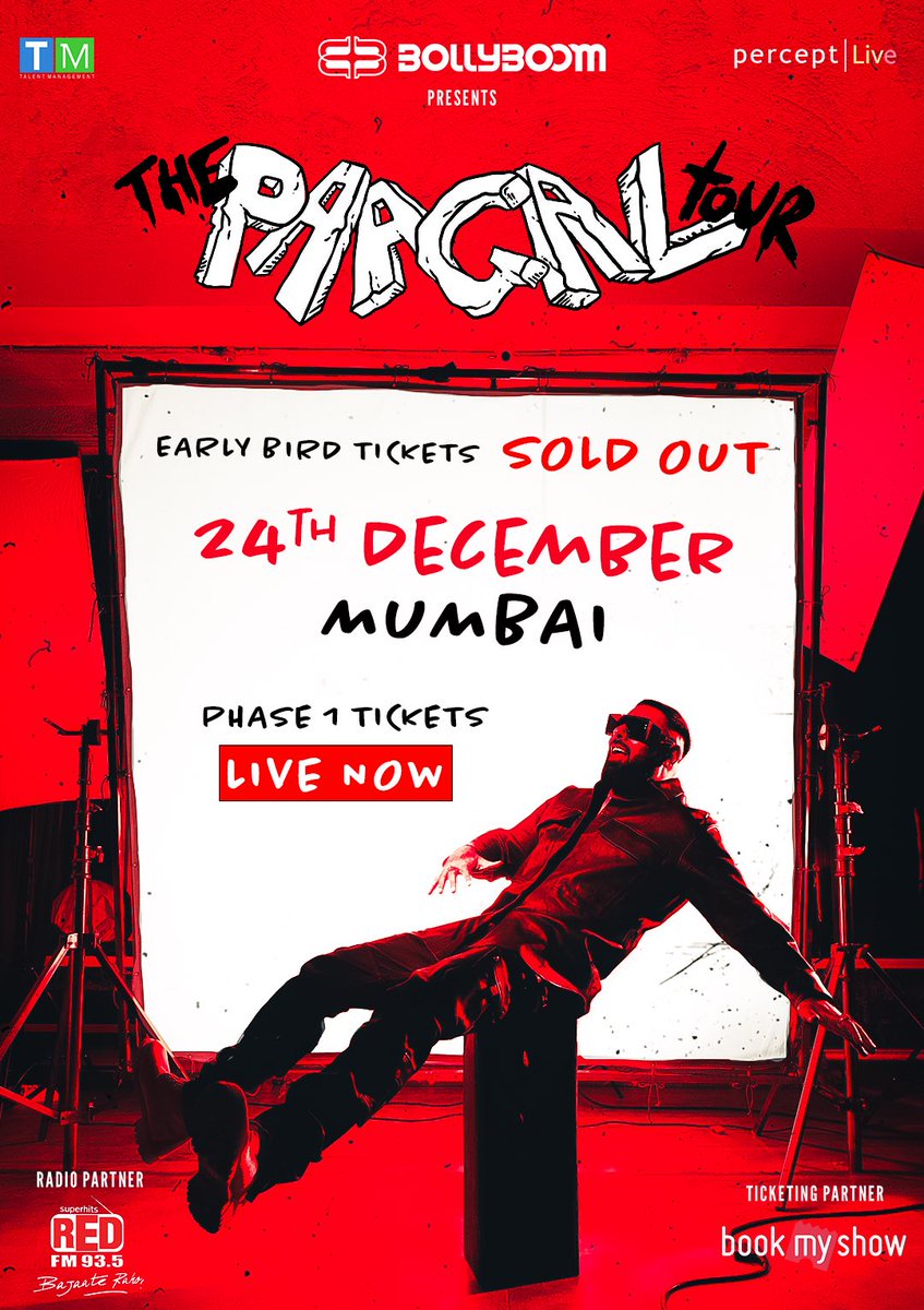 Wow, Early Bird tickets are SOLD OUT! Phase 1 Tickets are live now.
Hurry, don’t miss out on this one, and grab your tickets right away before the Paagal fans go crazy for the tickets.

#PaagalONTOur #PaagalTour #Badshah #BadshahTour #concertinIndia #IndiaTour #BollyboomIndia